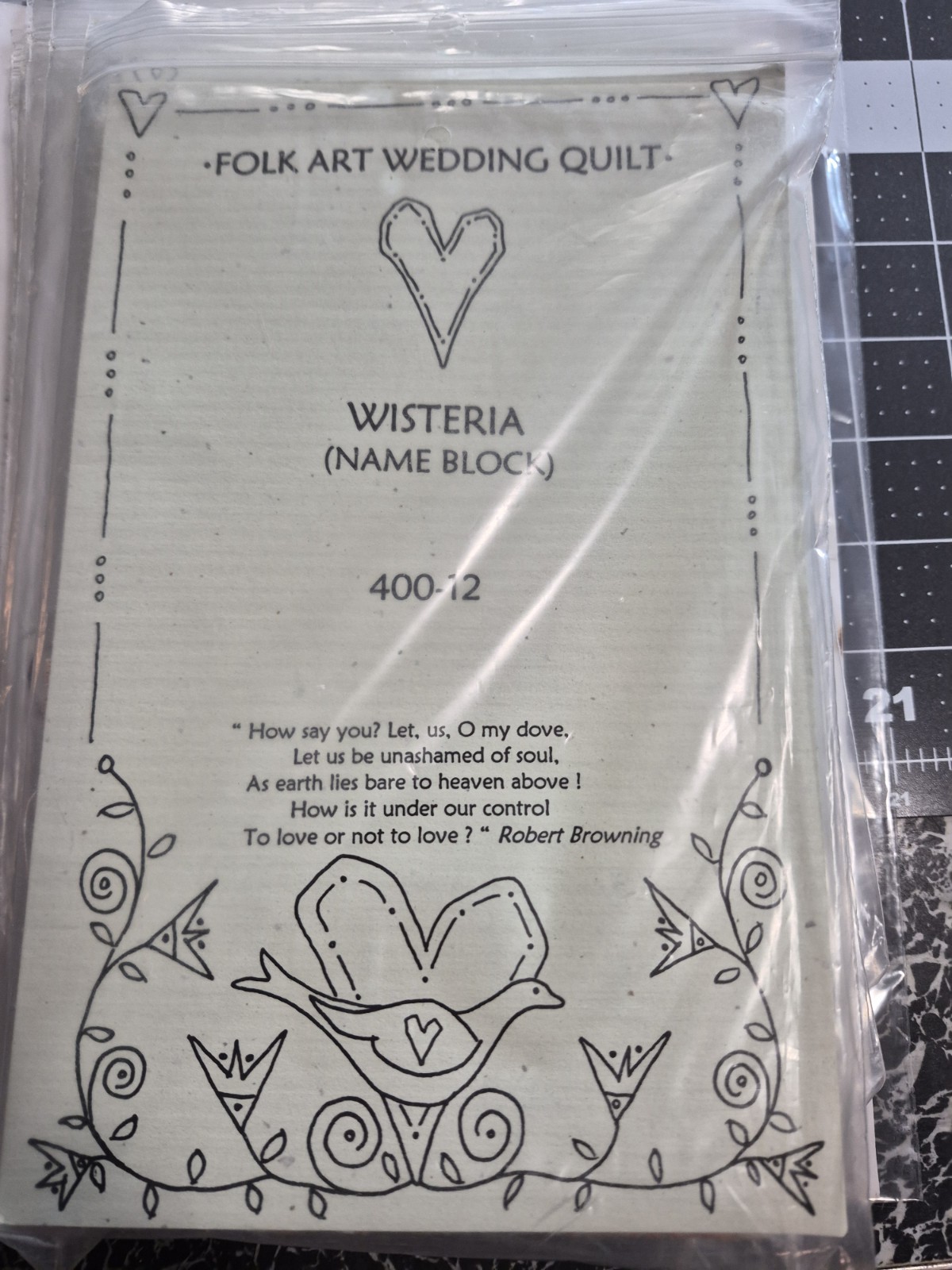 Folk Art Wedding Quilt 12 block patterns, glossy pictures, traced & cut template