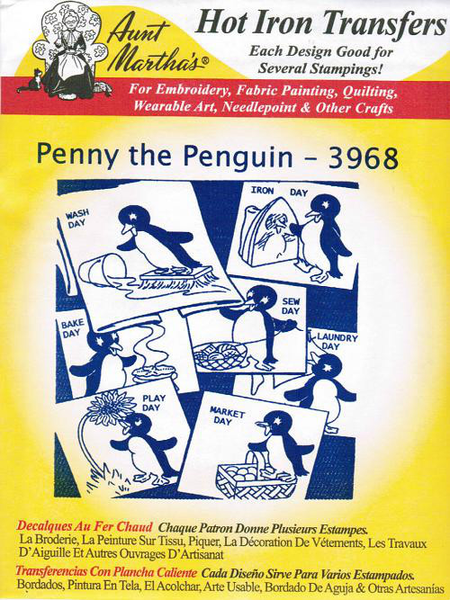 Penny the Penguin #3968 Aunt Martha's Hot Iron Embroidery Transfer Pattern