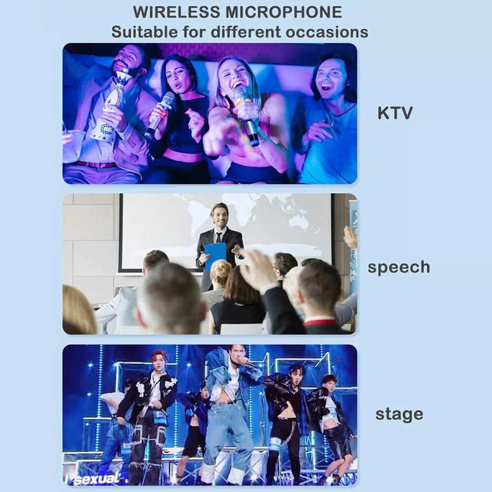 Pro UHF Wireless Microphone System Set Dual Handheld Rechargeable Karaoke Kit US