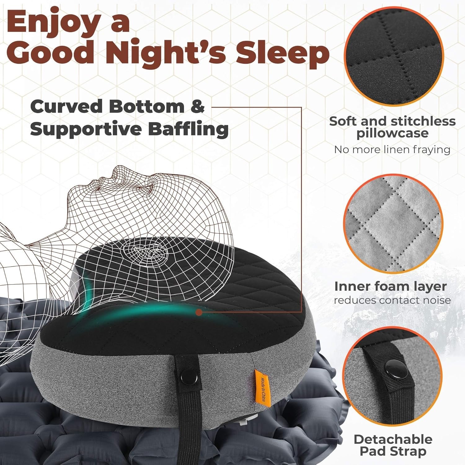 Compact Inflatable Camping Pillow with Removable Cover for Ultimate Comfort
