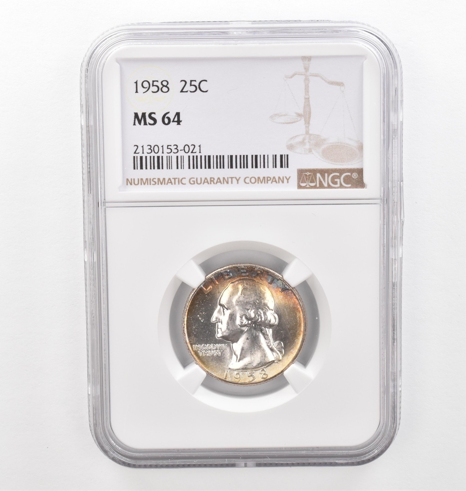1958 Washington Quarter MS64 NGC Beautiful Tone *2245