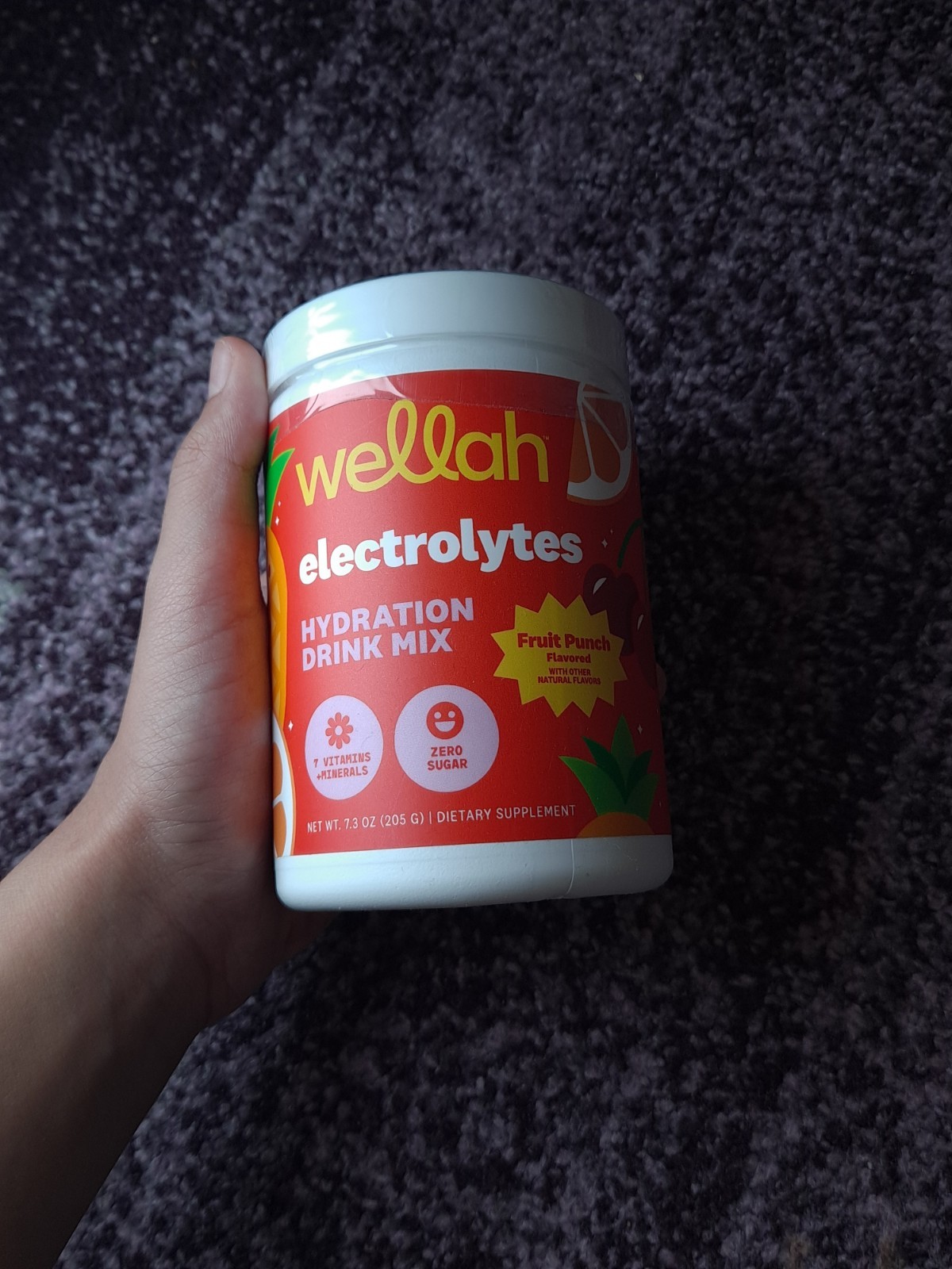 Wellah Electrolytes Powder (Fruit Punch) 50 Servings - Hydration Drink Mix
