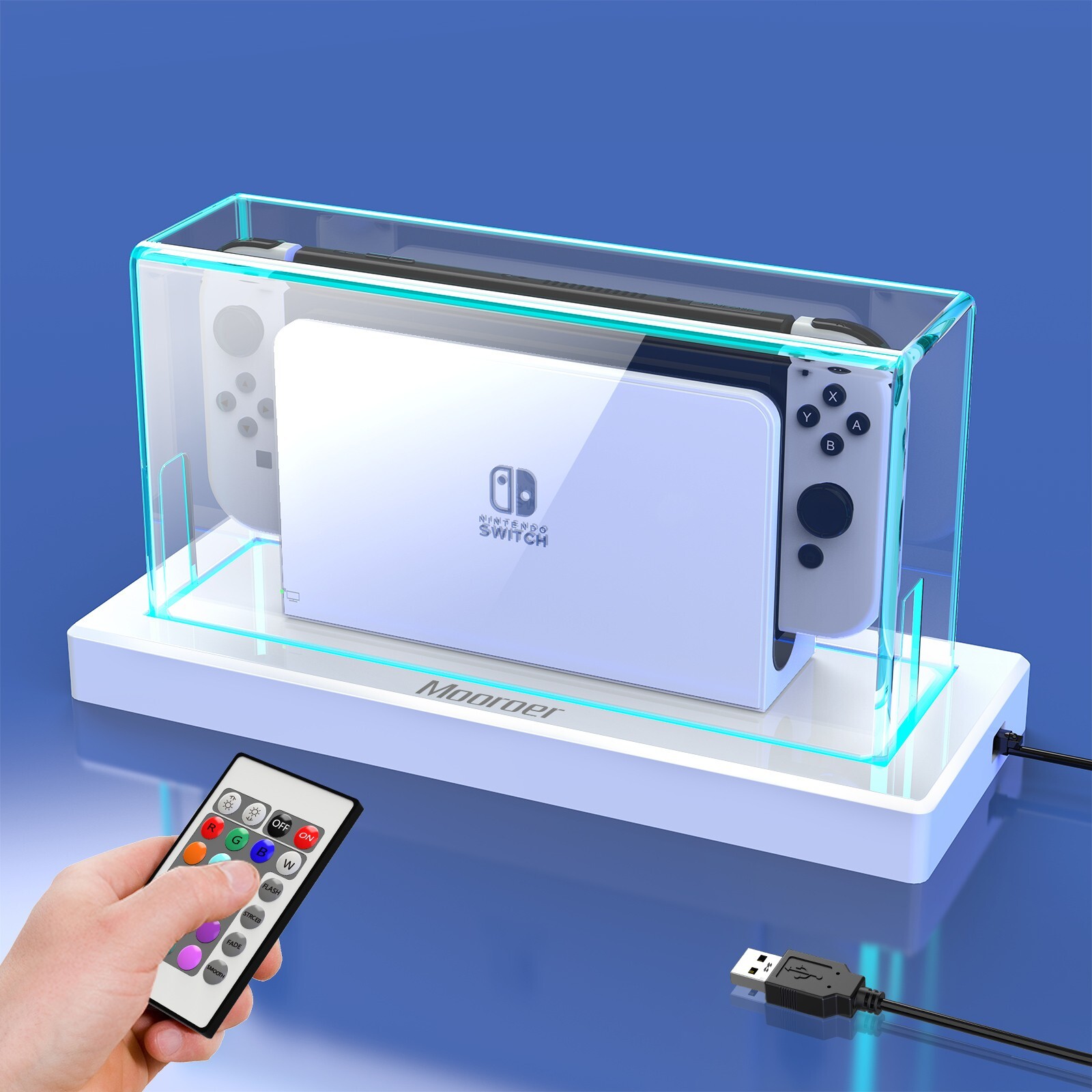 For Switch/OLED Anti-Scratch Slim Dock Case  with 16 LED Colors Light Base