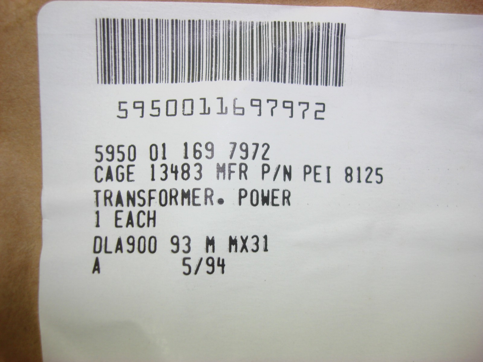 PRECISION ELECTRONICS POWER TRANSFORMER P/N: PEI8125 NEW