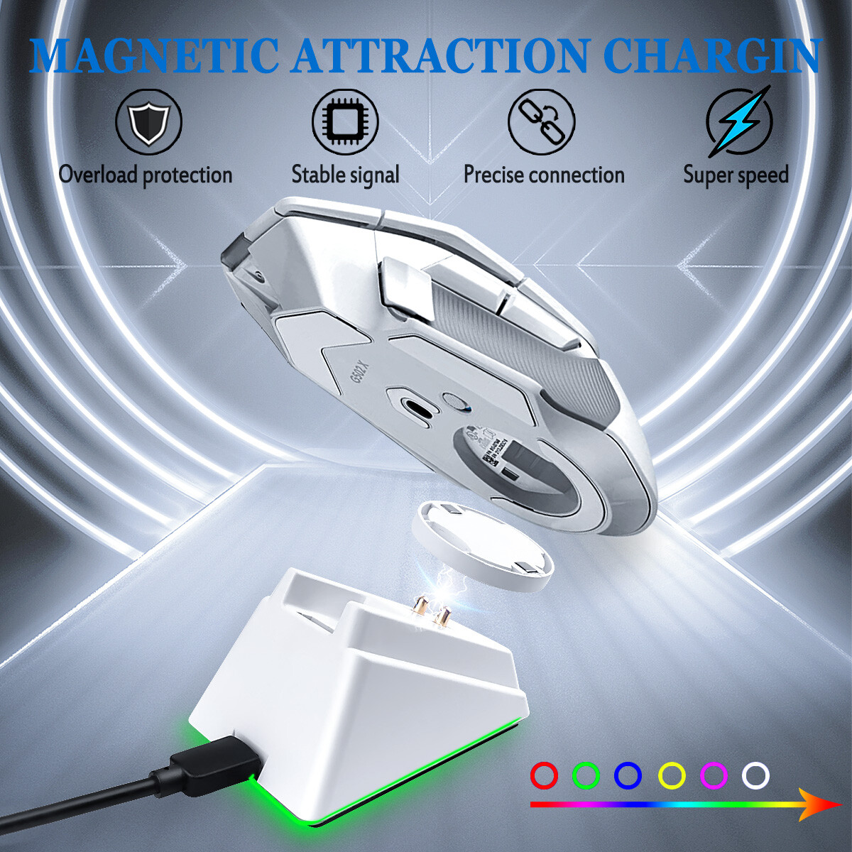 Charging Dock white for Logitech G403 GPW GPX G703 G903 Wireless Gaming Mouse