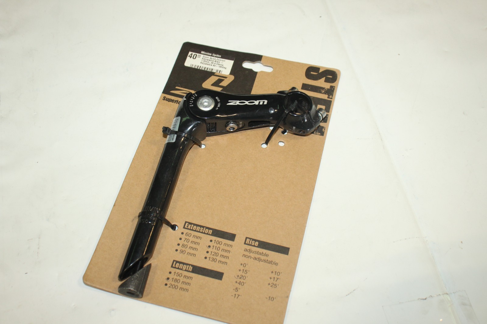 Zoom QC Bicycle Stem 110mm 80-150d Black SM0391 MTS-C297-2