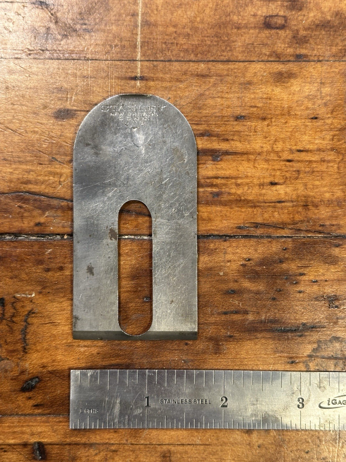 Stanley Vintage Block Plane Iron 1-5/8” V Trademark  (1912-1918)