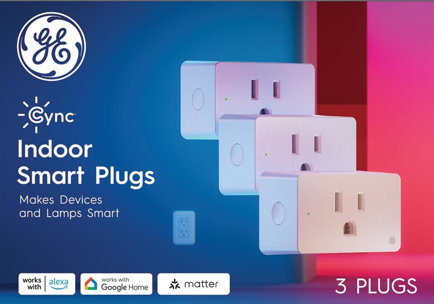 Smart Plug, WiFi Smart Outlet, Matter, Alexa & Google, 3 Pack | No hub required,