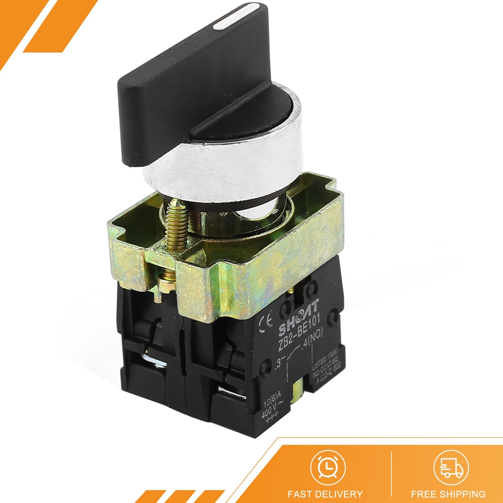 ZB2-BE101 21mm Panel Mount SPDT 2NO 3-Position Rotary Selector AC600V 10A