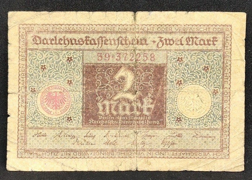 1920 Germany 2 Marks Loan Treasury Note 39372258