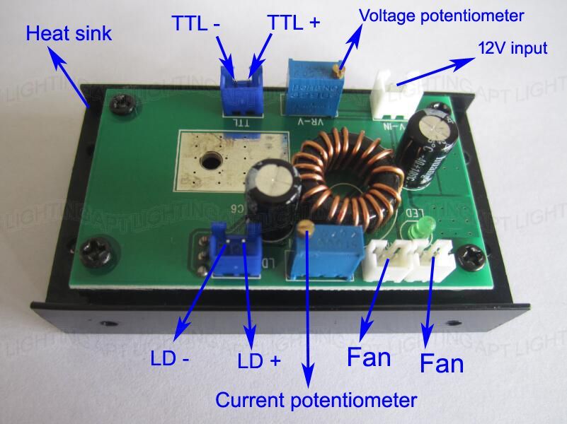 445nm 450nm 1W/2W/3.8W blue laser module power supplier driver 12V/TTL/heat sink
