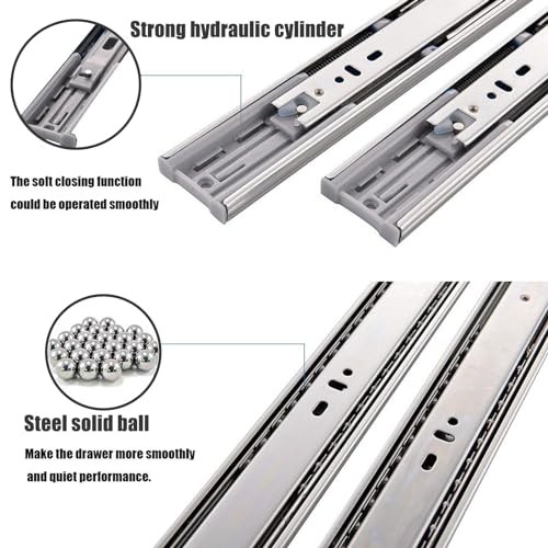 Soft Close Drawer Slidess, Side Mount Metal Ball Bearing Full 18 Inch 1 Pair