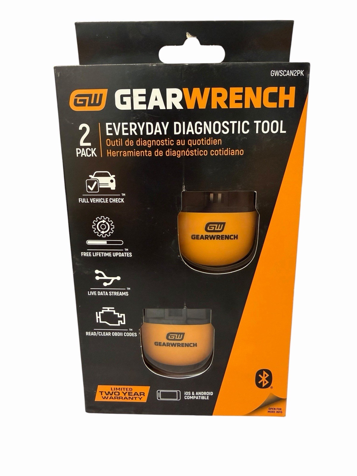 Gearwrench Everyday Vehicle Diagnostic Tool 2 Pack NEW  NIB Bluetooth GWSCAN2PK