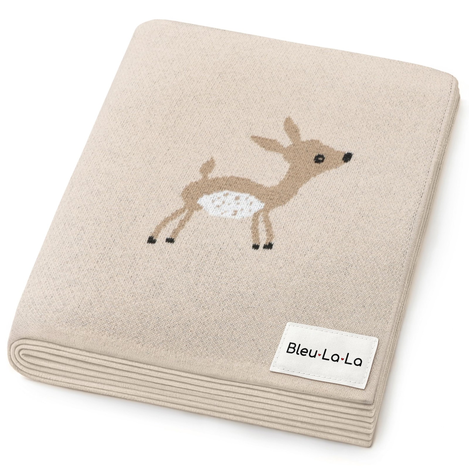 Bleu La La Knit Baby Swaddle Blanket  100% Cotton Soft Cozy Receiving Swaddli...