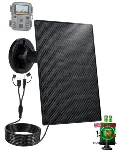 Trail Camera Solar Panel, 3W Solar Panel Charger with 5000mAh Battery and 6V