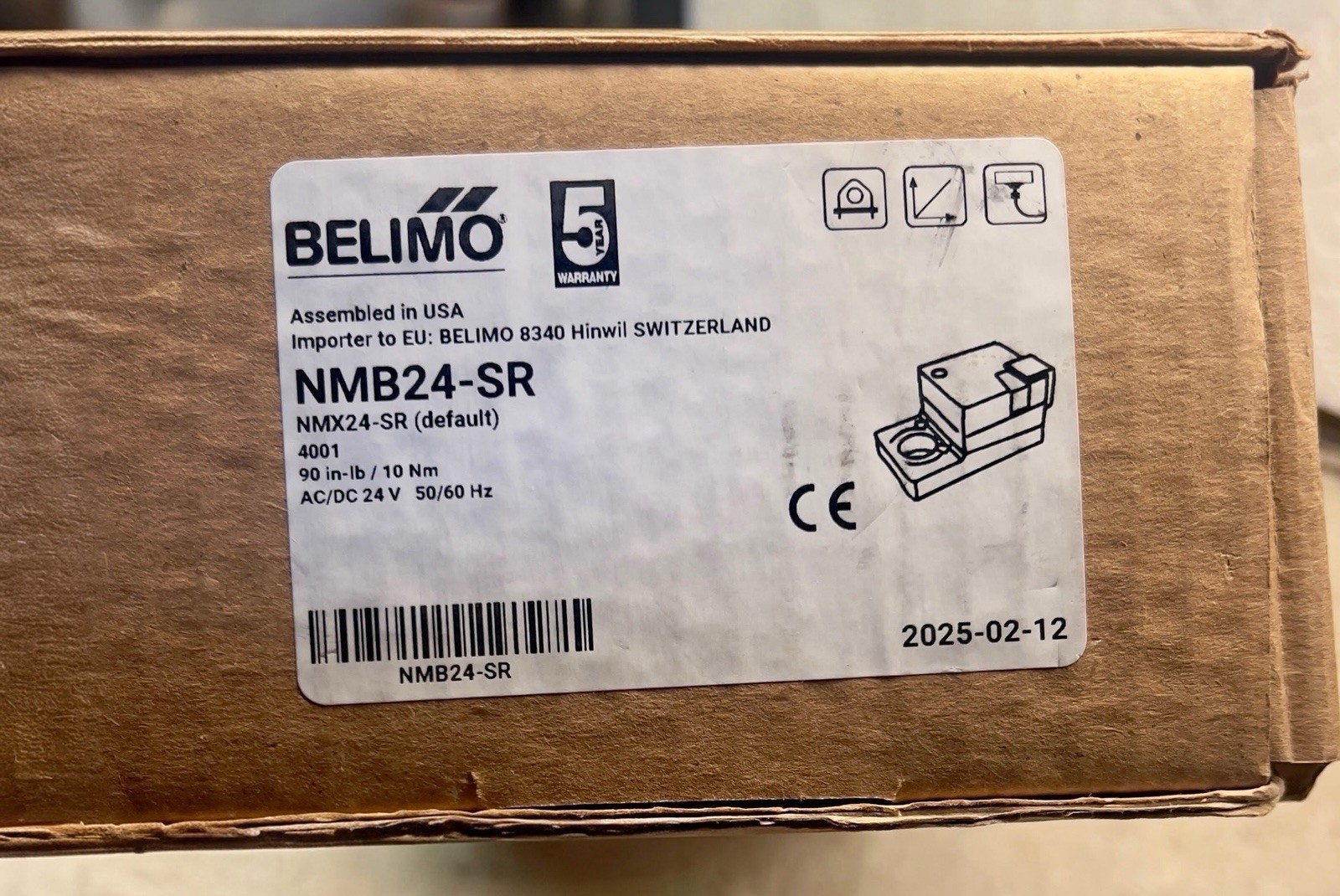 Belimo NMB24-SR Spring Return HVAC Damper Actuator, Direct Mount