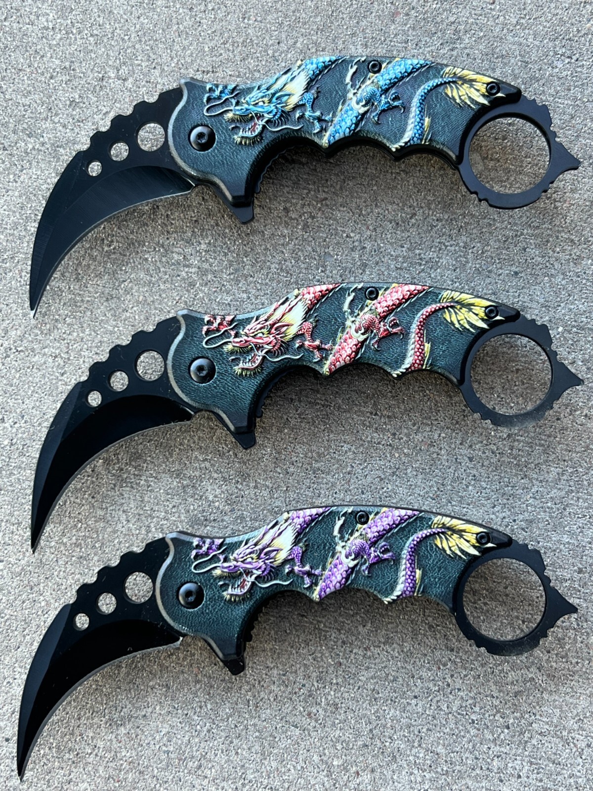 (WHOLESALE LOT x 12) ElitEdge Dragon Karambit Assisted Pocket Knife - A52