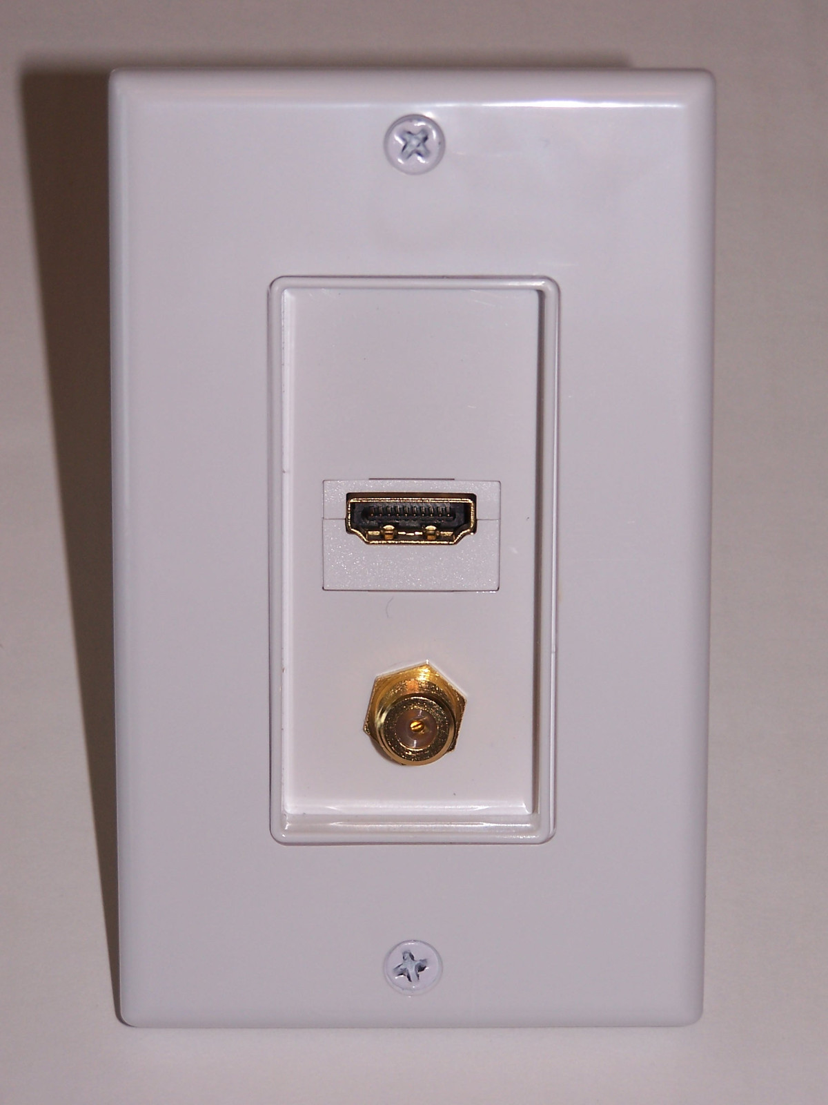 HDMI Coax Single Gang Wall Plate Socket - White - Free Shipping USA Seller