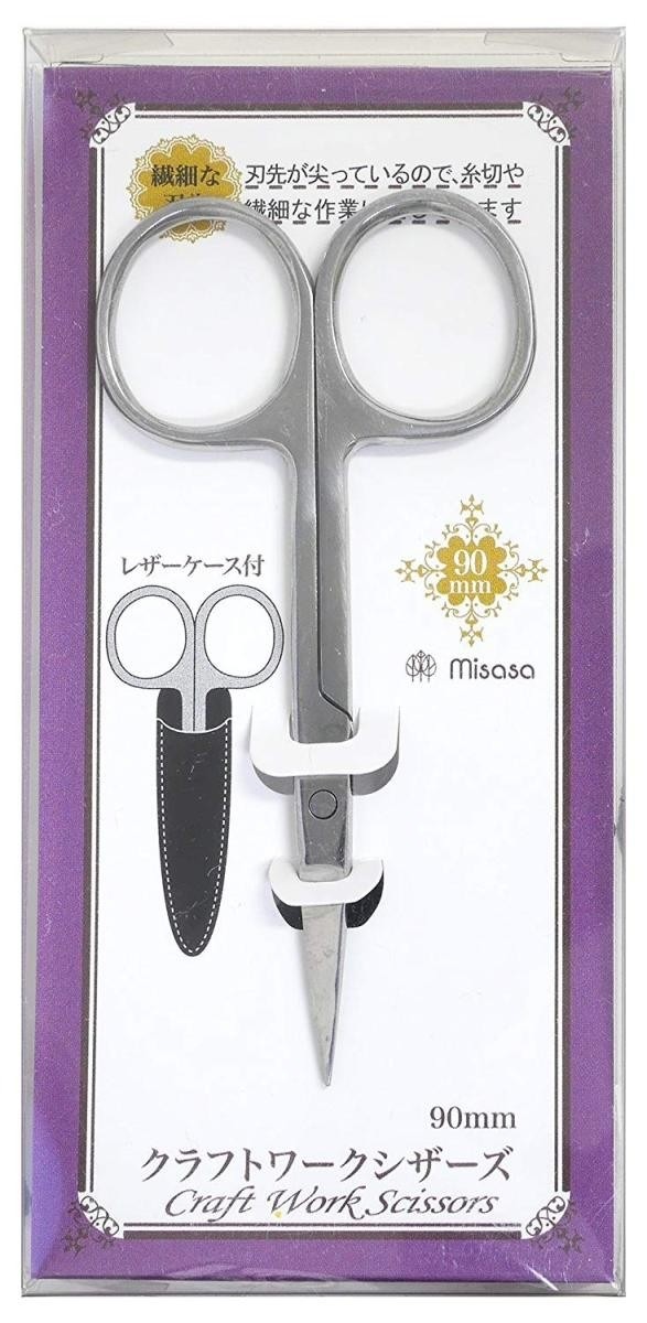 Misasa Sewing Notions Craftwork Scissors w/ Leather Case 90mm (No.8188)
