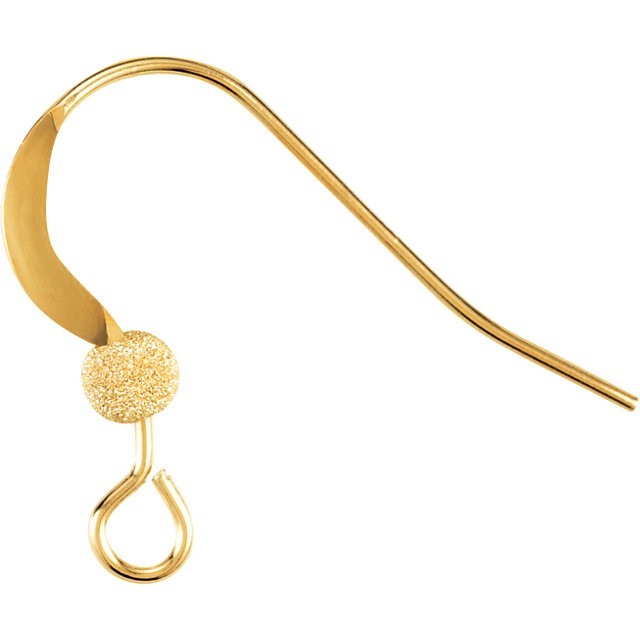 14K Gold Filled 22mm Flat Ear Wire w 4mm Stardust Bead & Coil Earrings  (4 pcs)