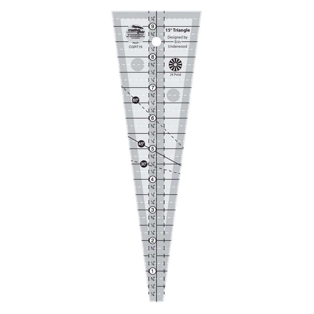 15 Degree Triangle Ruler – CGRT15 – Made in USA, 3In X 9-1/2In, Non-Slip Grip Ac