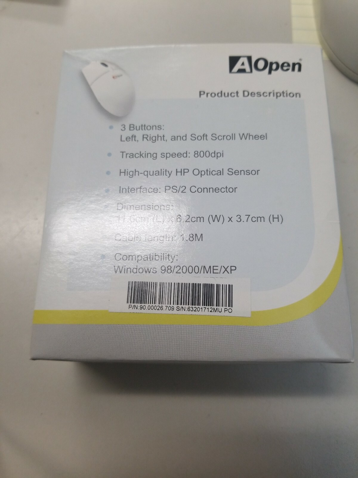 5 ea AOpen 0-70G Mouse PS2 Connection 3 Button Scrolling Wheel - Brand New
