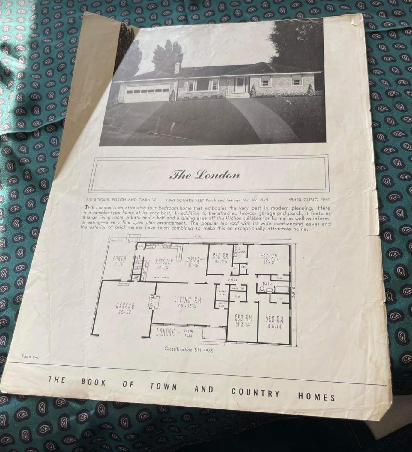 Floor Plans Town Country Homes 1950s London 511-4965 ONE SHEET