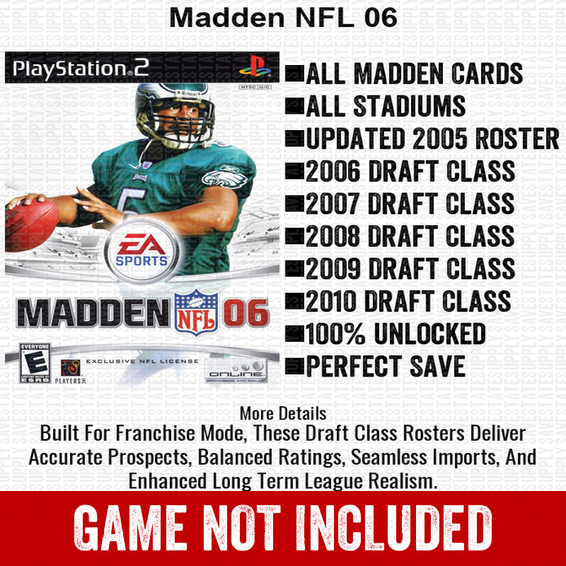 Madden NFL 06 PS2 Playstation Roster Season Player Update Memory Card