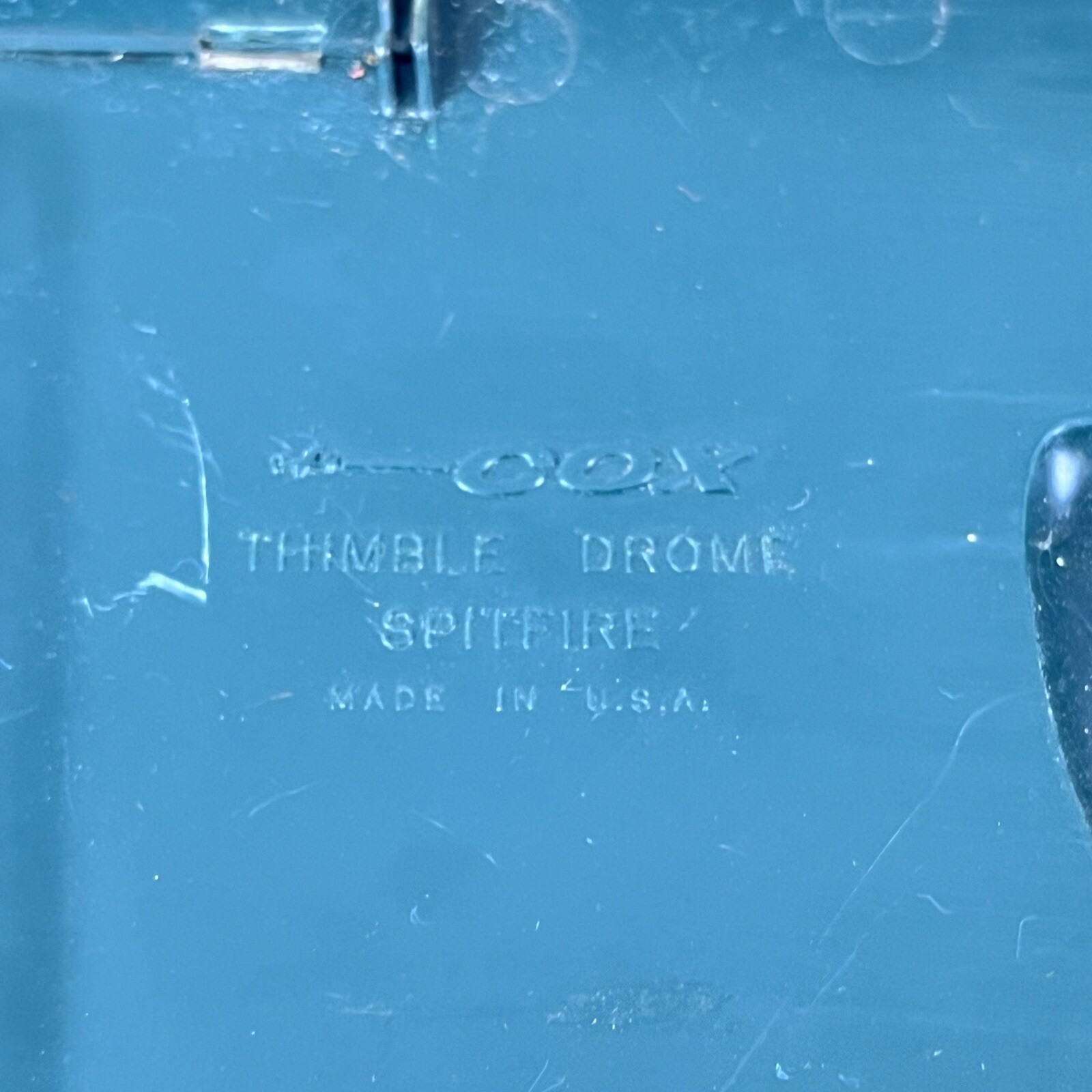 Vintage Cox Thimble Drome Spitfire #7800 RAF Gas Engine Model Tether Airplane