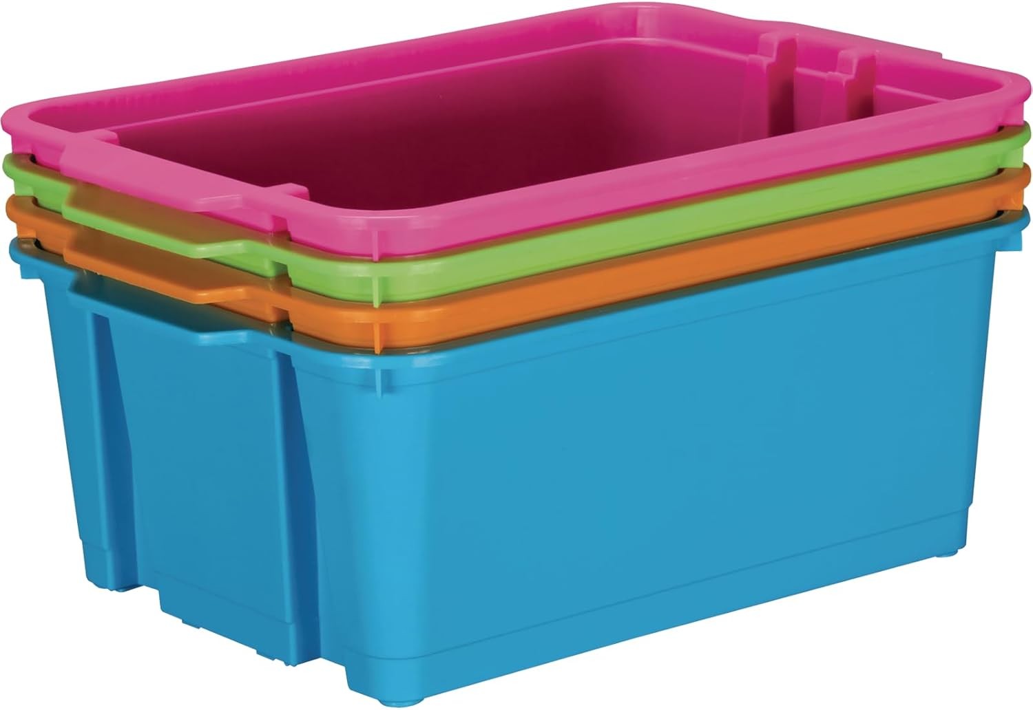 Stacking Boxes, Neon Stackable Storage Plastic Boxes