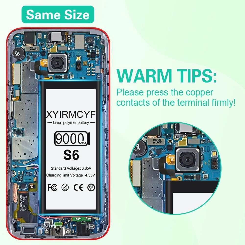 Upgrade Your Galaxy S6 with 9000mAh Battery - Safe, Certified, Long-lasting