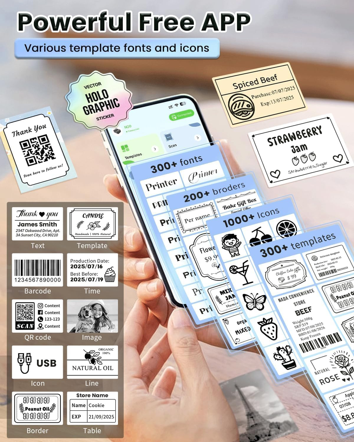 Label Makers, Label Maker Machine with Tape, Bluetooth Label Maker, Portable The