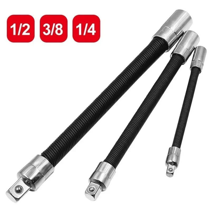 Flexible Socket Extension Bar 1/4 3/8 1/2 Drive Bendable Impact Wrench Adapter