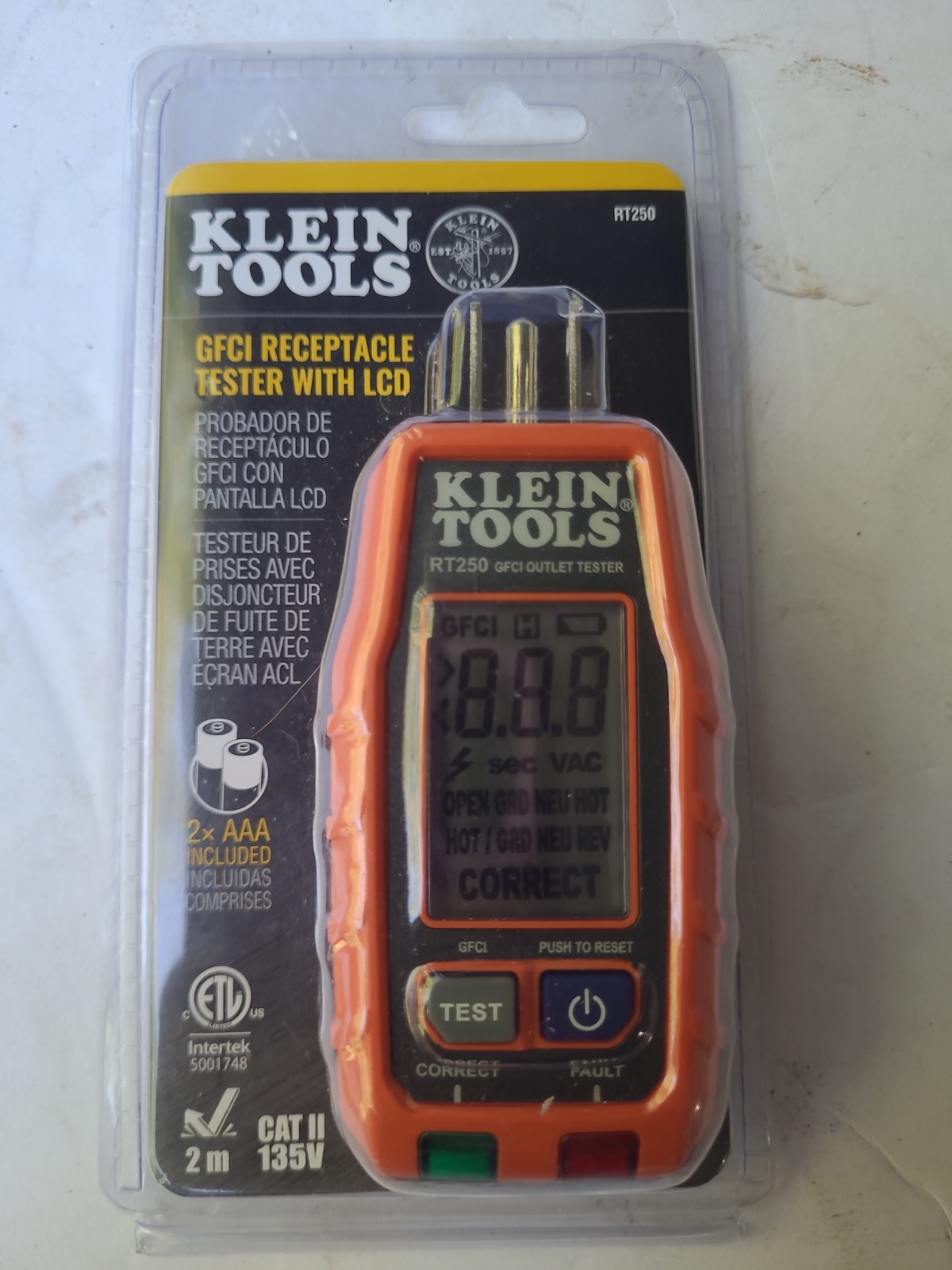 Klein Tools GFCI Electrical Outlet Tester with LCD Display