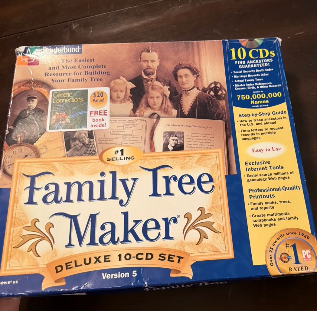 Family Tree Maker Deluxe 10 Cd Set; Version 5 (1998 Software + Book) Win 95/98
