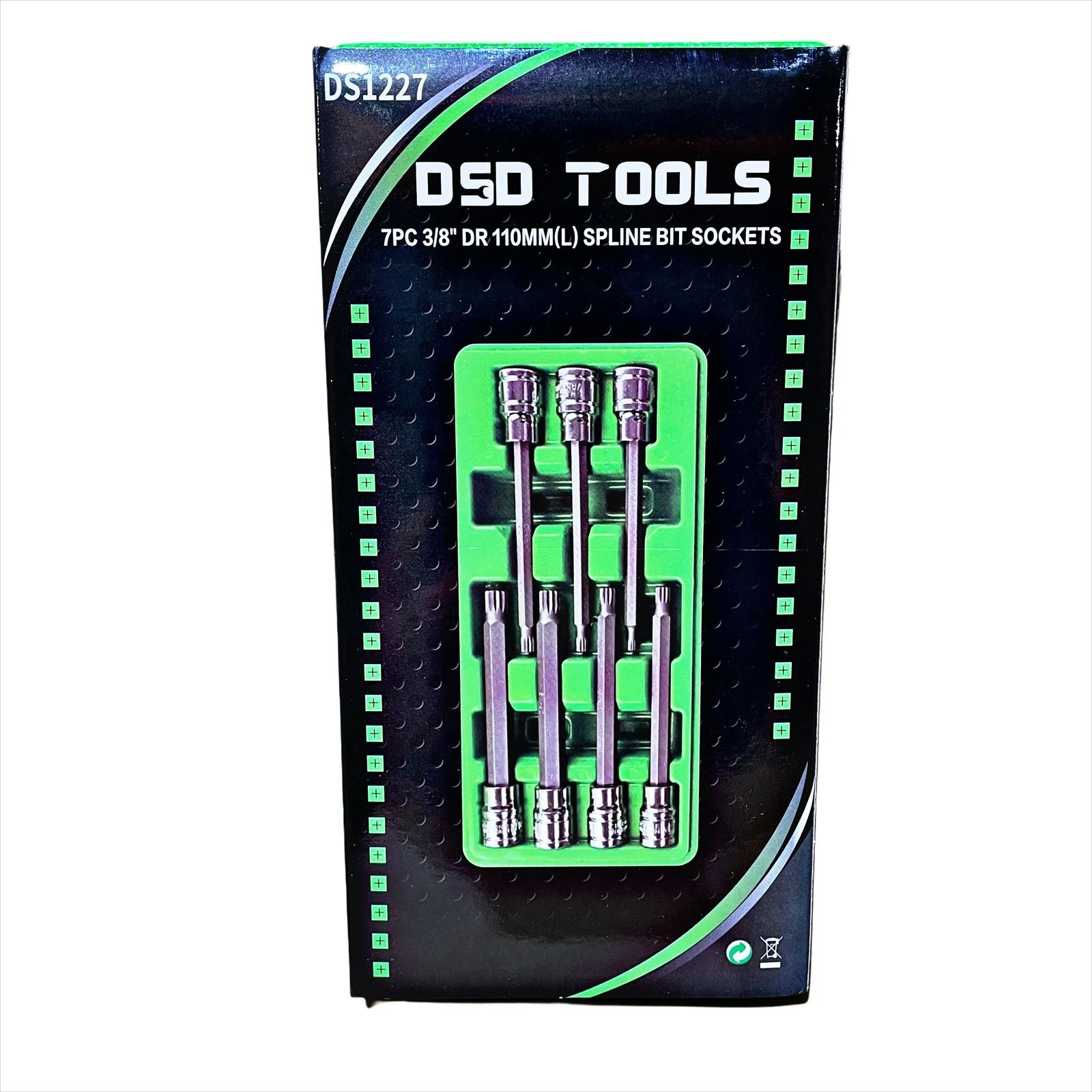 7pc 3/8"dr 110mm Long Spline Bit Socket Set 4 - 10mm DS1227