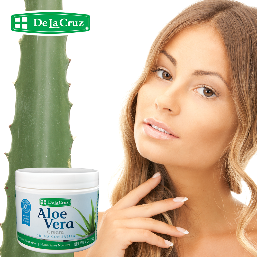 De La Cruz Aloe Vera Cream 4 OZ - Allergy Tested & Paraben Free / Made in USA