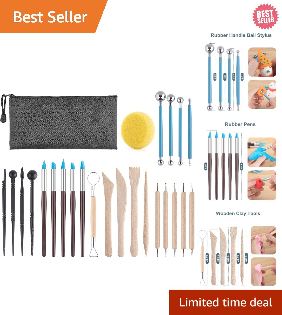 Complete 25 Piece Clay Tools Set for Pottery and Sculpture Creation - Ideal Gift
