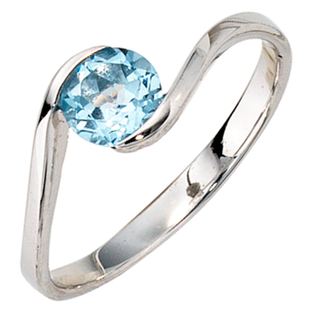 Jobo ladies' ring 333 gold White gold 1 blue topaz light blue gold ring RW: 54