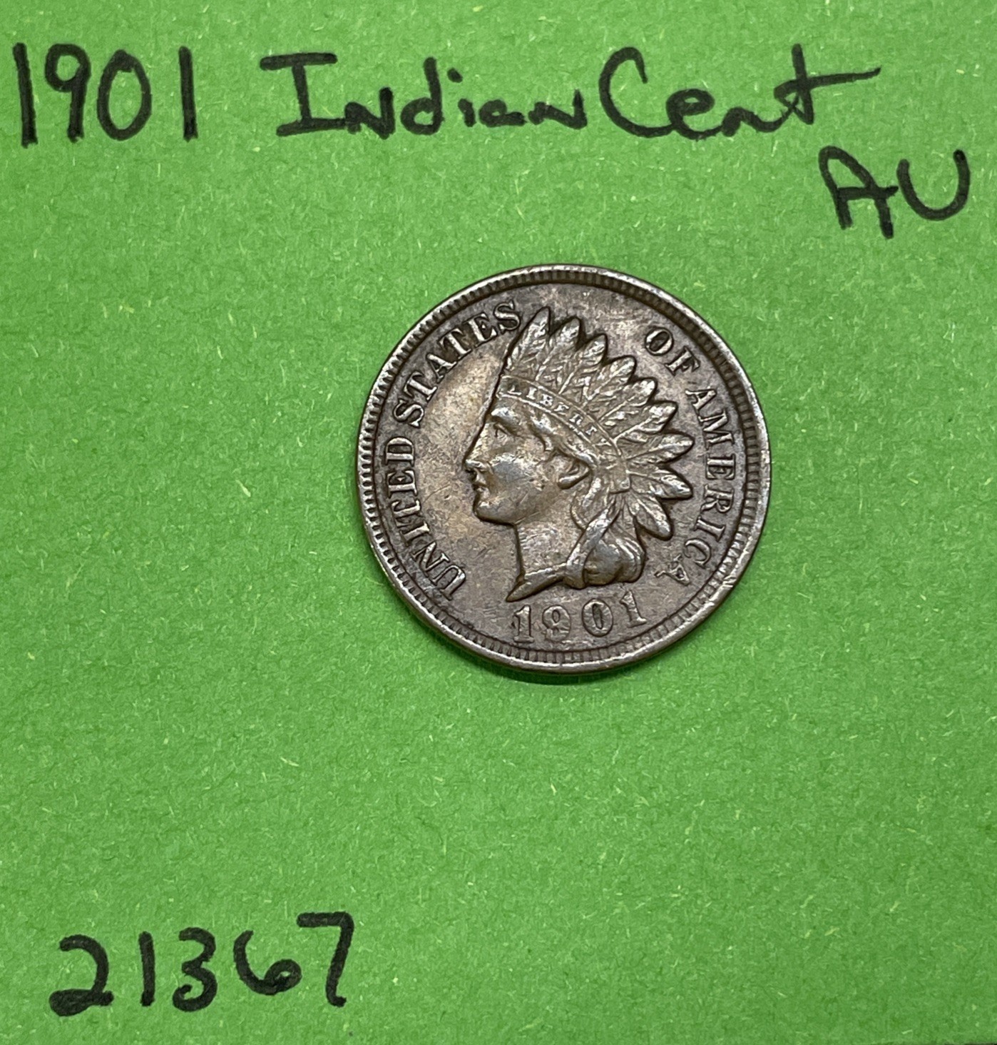 1901 Indian Head Cent / Penny 1c AU About Uncirculated
