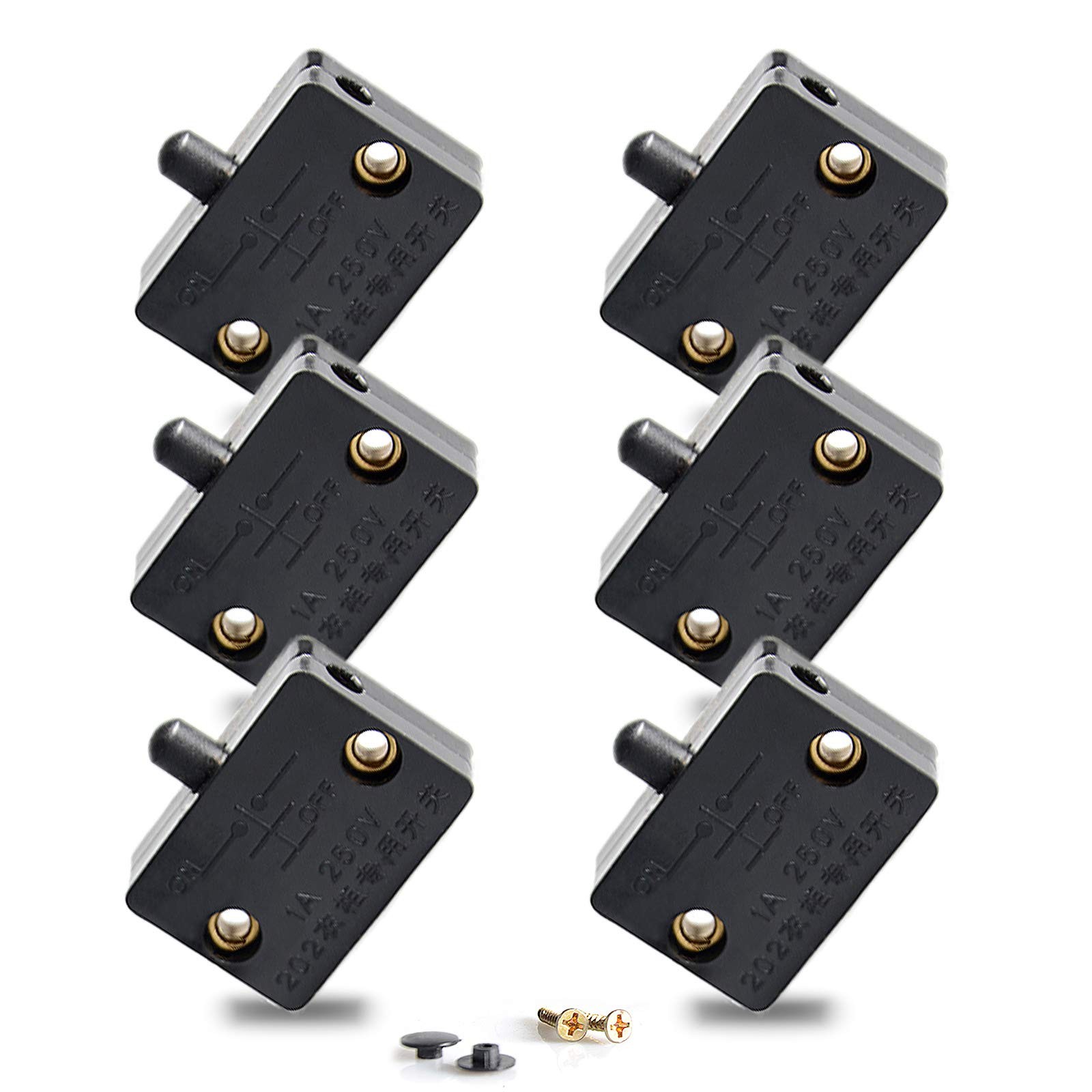 6Pcs On Off Door Switch for Closet Light Black Normally When Opens