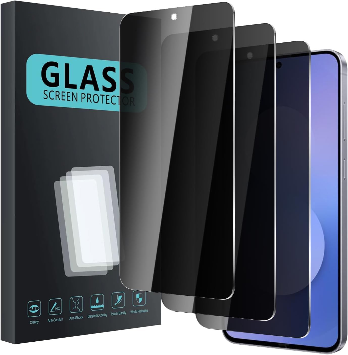 3-Pack Privacy Tempered Glass Screen Protector For Samsung Galaxy S25 FE 5G