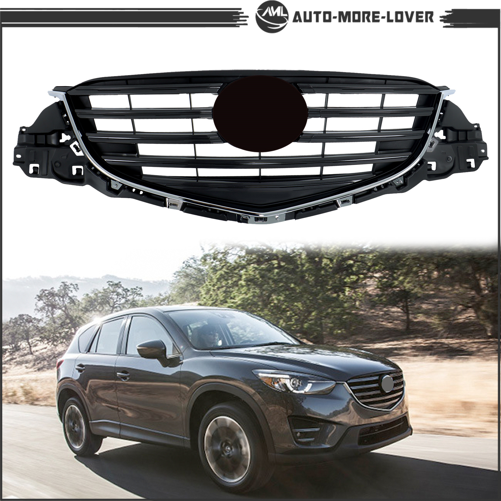 MA1200208 Front Bumper Upper Grille For Mazda CX-5 2015-2016 Gray+Chrome Plastic