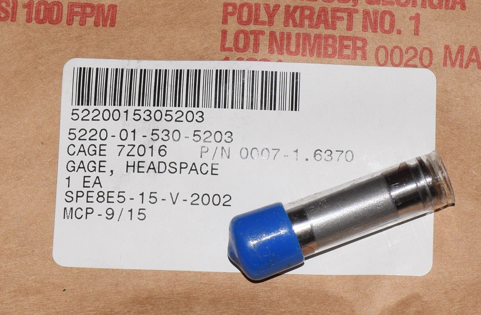 JGS MILITARY .308 WIN CHAMBER HEADSPACE GAGE TOOL 0007 1.6370 WINCHESTER