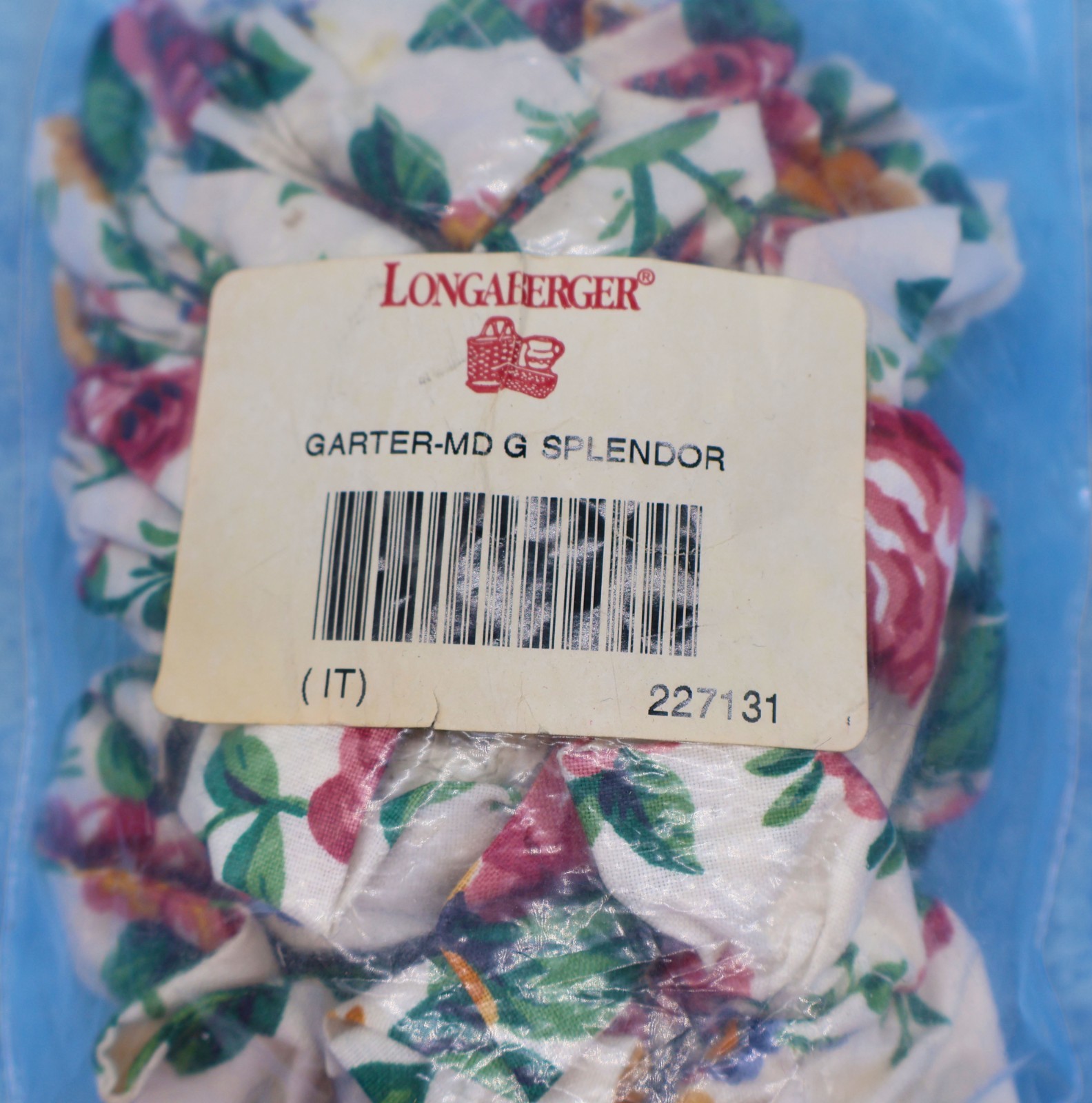 Longaberger Garter Medium Garden Splendor Fabric Basket Tie-On Floral Bow