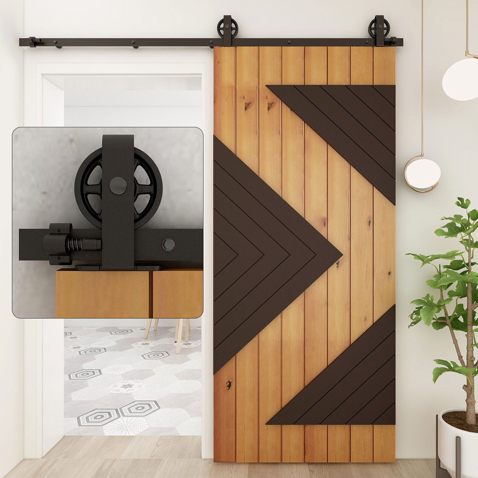 4FT-20FT Medium Wheel Roller Sliding Barn Door Hardware Kit Single/Double Door
