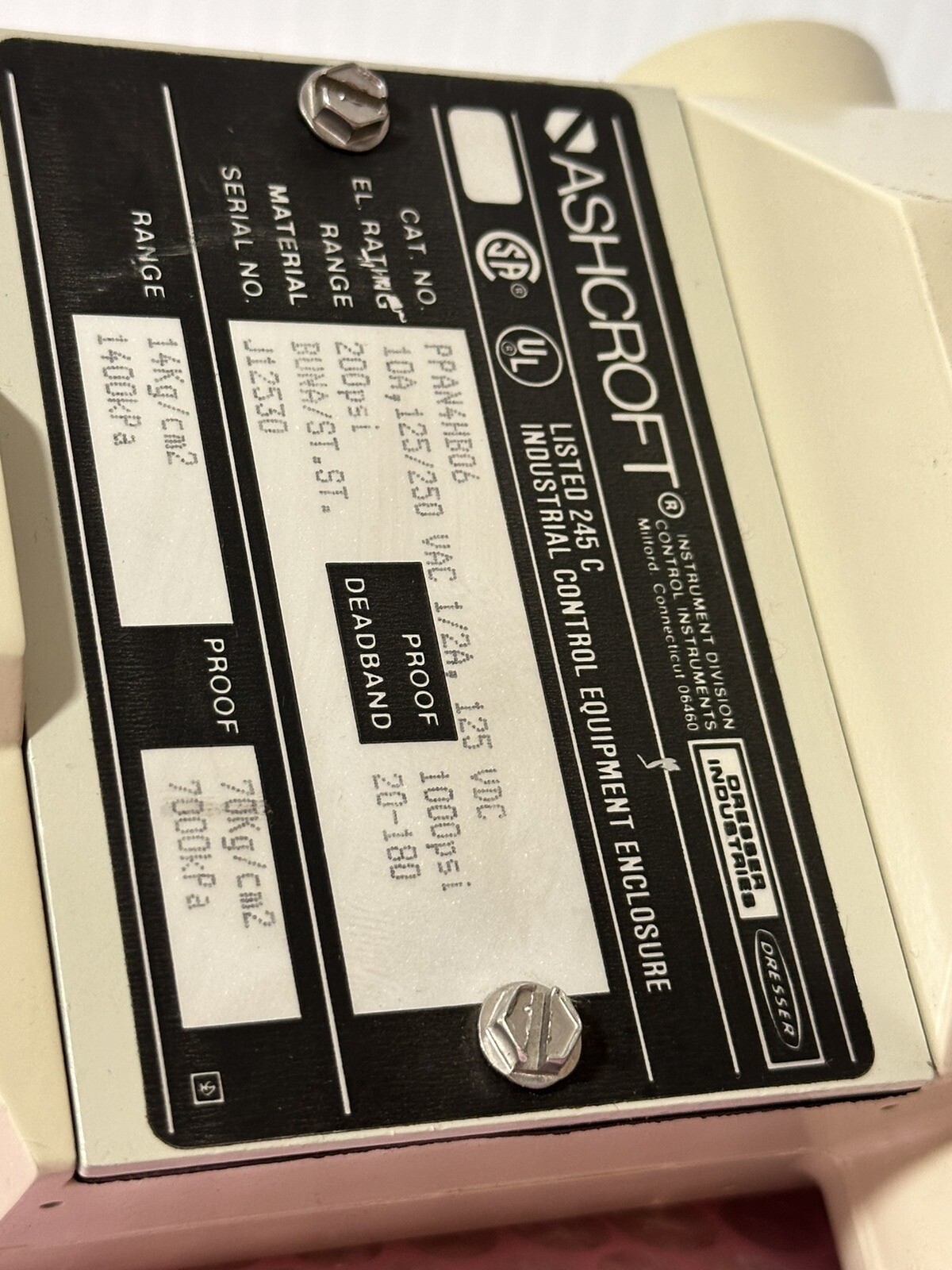 Ashcroft PPAN4HB06 Switch Pressure