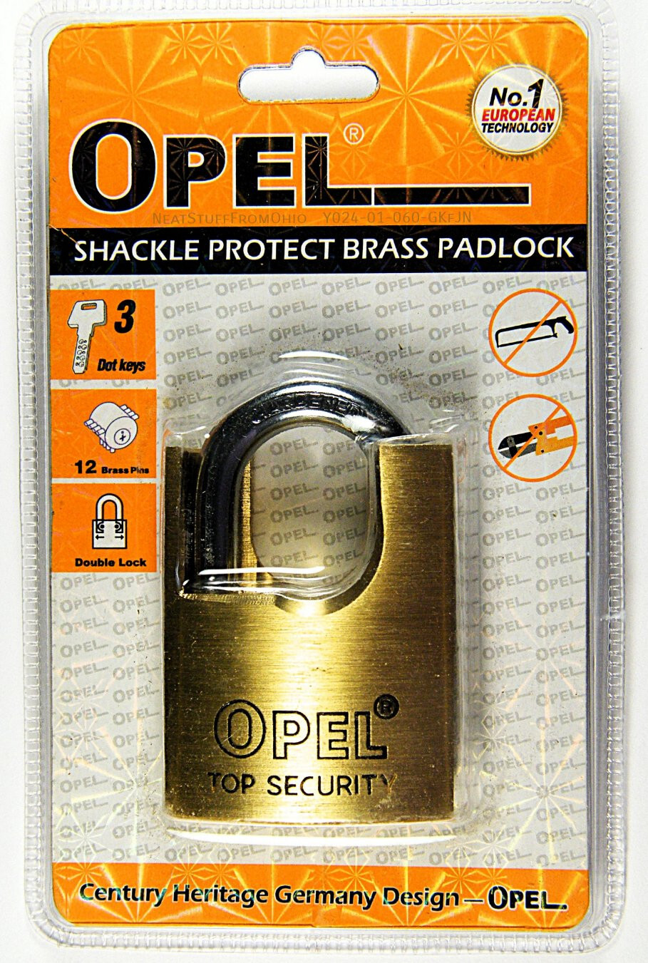 PADLOCK, DIMPLE KEY, HIGH-SECURITY, LARGE 50MM, 5 DIFFICULT TO DUPLICATE KEYS