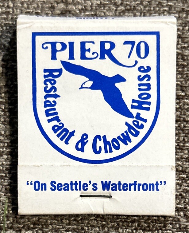 Vintage PIER 70 Restaurant & Chowder House Full Matchbook, Seattle, Washington