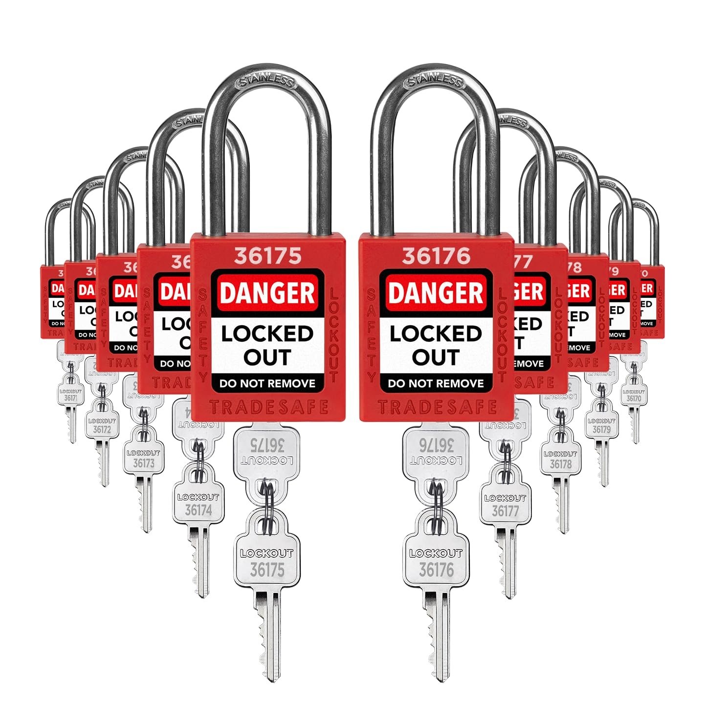 10 Lockout Tagout Locks Set, 2 Keys Per Lock for Electrical Lockout Tag Out Kits